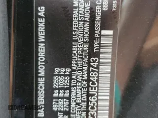 2018 BMW 4 Series 430i xDrive with VIN WBA4Z3C56JEC48743, listed as a Copart auction lot 62464885 with 70,968 mi miles and Salvage title. Bid and sale history available at DreamBid. Image 12.