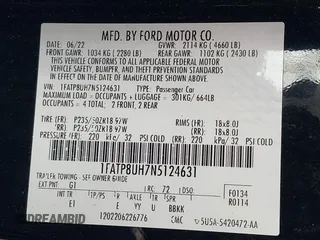 2022 Ford Mustang EcoBoost z VIN 1FATP8UH7N5124631, wystawiony jako IAAI lot #42322481 z przebiegiem 57 502 mil mil oraz . Historia ofert i sprzedaży dostępna na DreamBid. Obrazek 9.
