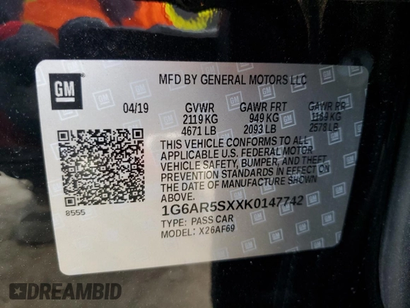2019 Cadillac CTS Luxury RWD with VIN 1G6AR5SXXK0147742, listed as a Copart auction lot 81491304 with 23,056 mi miles and Salvage Title. Bid and sale history available at DreamBid. Image 13.