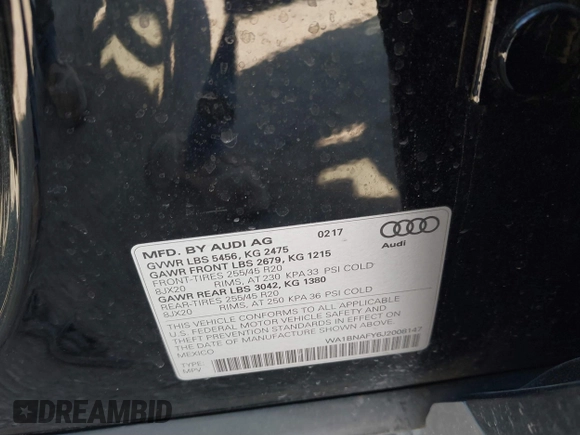 2018 Audi Q5 Premium Plus with VIN WA1BNAFY6J2008147, listed as a IAAI auction lot 41692642 with 113,475 mi miles. Bid and sale history available at carsss.com. Image 9.