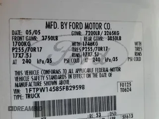 2005 Ford F-150 XLT with VIN 1FTPW14585FB29598, listed as a Copart auction lot 89103135 with 203,942 mi miles and Salvage Title. Bid and sale history available at carsss.com. Image 14.