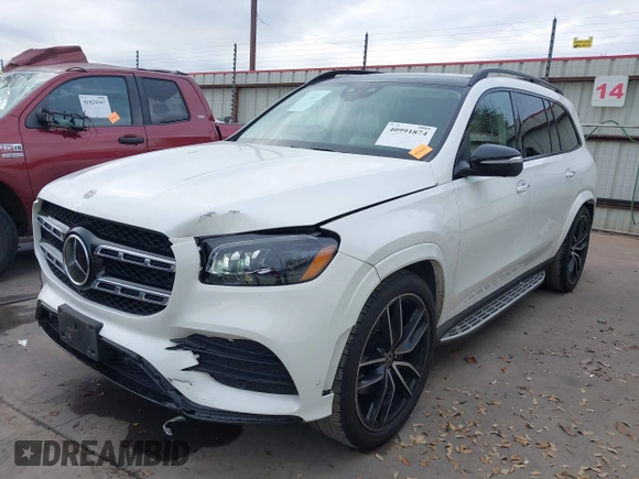 2021 Mercedes-Benz GLS 580 with VIN 4JGFF8GEXMA445382, listed as a IAAI auction lot 40991874 with 51,955 mi miles and . Bid and sale history available at DreamBid. Image 19.