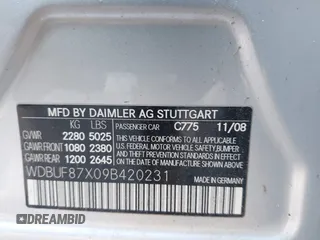 2009 Mercedes-Benz E 350 Luxury z VIN WDBUF87X09B420231, wystawiony jako IAAI lot #42567746 z przebiegiem Nie podano mil oraz . Historia ofert i sprzedaży dostępna na DreamBid. Obrazek 9.