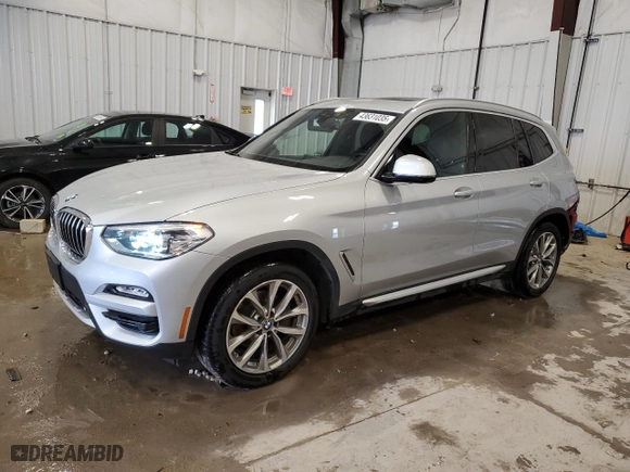 2019 BMW X3 xDrive30i with VIN 5UXTR9C57KLP88743, listed as a Copart auction lot 43631035 with 73,731 mi miles and Salvage Title. Bid and sale history available at carsss.com. Image 1.