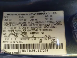 2008 Nissan Altima 3.5 SE with VIN 1N4BL24E98C157298, listed as a IAAI auction lot 42050152 with 175,823 mi miles. Bid and sale history available at carsss.com. Image 9.
