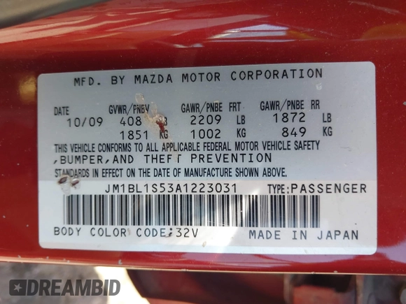 2010 Mazda 3 S Grand Touring with VIN JM1BL1S53A1223031, listed as a IAAI auction lot 42002398 with 161,501 mi miles and . Bid and sale history available at carsss.com. Image 9.