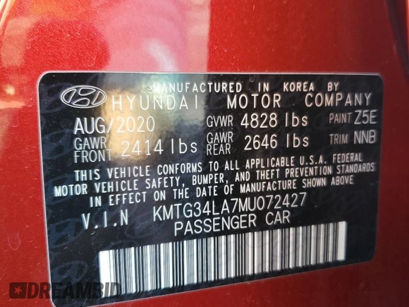 2021 Genesis G70 2.0T z VIN KMTG34LA7MU072427, wystawiony jako Copart lot #44069455 z przebiegiem 66 457 mil mil oraz Szkoda całkowita • Salvage title. Historia ofert i sprzedaży dostępna na DreamBid. Obrazek 12.