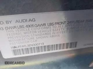 2014 Audi A4 Premium Plus with VIN WAUFFAFL3EN000713, listed as a IAAI auction lot 41640386 with 141,043 mi miles. Bid and sale history available at carsss.com. Image 9.