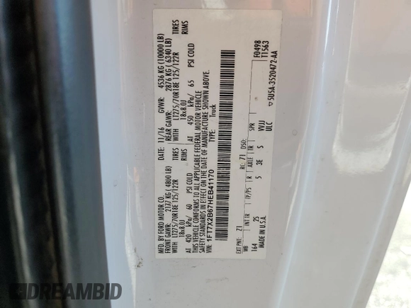 2017 Ford F-250 XLT с VIN 1FT7X2B67HEB41170, выставлен на аукционе Copart как лот 61088685 с пробегом 106 086 миль миль и Списание • Salvage title. История ставок и продаж доступна на DreamBid. Изображение 12.