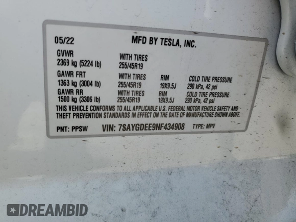 2022 Tesla Model Y Long Range z VIN 7SAYGDEE9NF434908, wystawiony jako Copart lot #56733235 z przebiegiem 38 178 mil mil oraz Szkoda całkowita • Salvage title. Historia ofert i sprzedaży dostępna na DreamBid. Obrazek 13.