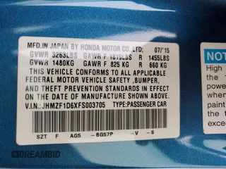 2015 Honda CR-Z EX с VIN JHMZF1D6XFS003705, выставлен на аукционе Copart как лот 54626255 с пробегом 64 963 миль миль и Списание • Salvage title. История ставок и продаж доступна на DreamBid. Изображение 12.