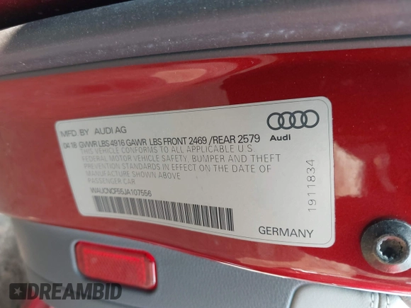 2018 Audi A5 Sportback Prestige с VIN WAUCNCF55JA107556, выставлен на аукционе IAAI как лот 42390733 с пробегом 90 402 миль миль и . История ставок и продаж доступна на DreamBid. Изображение 9.