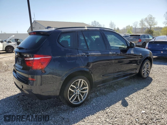 2017 BMW X3 xDrive28i with VIN 5UXWX9C35H0W70119, listed as a Copart auction lot 52718705 with 70,277 mi miles and Salvage Title. Bid and sale history available at DreamBid. Image 3.