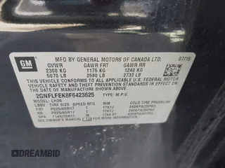 2015 Chevrolet Equinox LT with VIN 2GNFLFEK8F6423625, listed as a IAAI auction lot 41791951 with 101,524 mi miles. Bid and sale history available at carsss.com. Image 9.