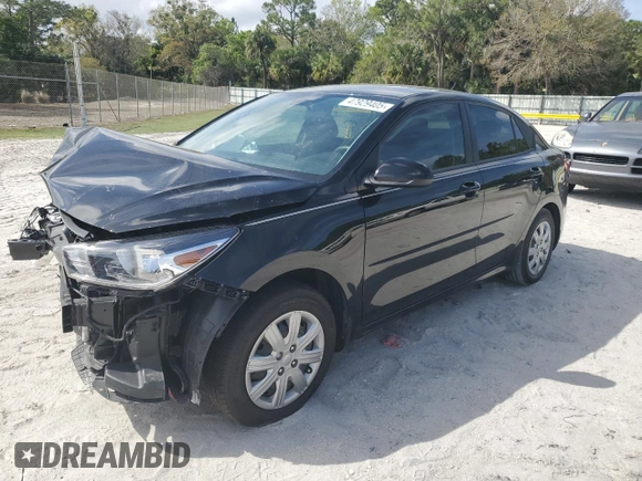 2023 Kia Rio S with VIN 3KPA24AD7PE592716, listed as a Copart auction lot 47929405 with 24,605 mi miles and Non Repairable. Bid and sale history available at carsss.com. Image 1.