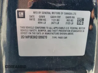 2012 Chevrolet Impala LS Fleet with VIN 2G1WF5E3XC1289270, listed as a Copart auction lot 61444805 with 70,042 mi miles and Clean title. Bid and sale history available at DreamBid. Image 12.