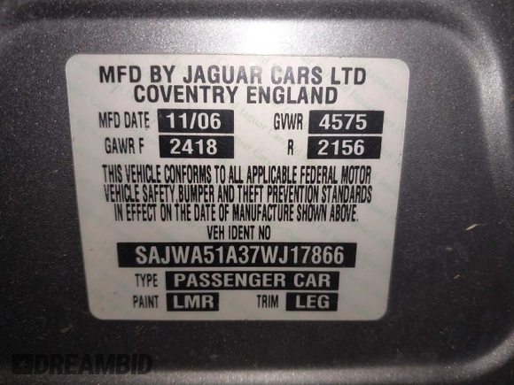 2007 Jaguar X-Type z VIN SAJWA51A37WJ17866, wystawiony jako IAAI lot #41536063 z przebiegiem 121 177 mil mil oraz . Historia ofert i sprzedaży dostępna na DreamBid. Obrazek 9.
