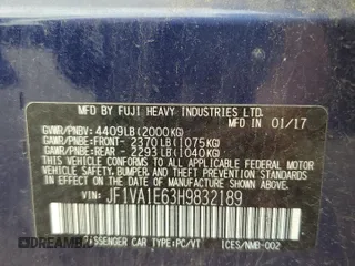 2017 Subaru WRX Premium with VIN JF1VA1E63H9832189, listed as a Copart auction lot 60117895 with 120,017 mi miles and Salvage title. Bid and sale history available at DreamBid. Image 12.