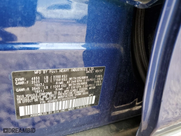 2017 Subaru Outback Touring with VIN 4S4BSETC3H3355594, listed as a Copart auction lot 42777885 with 22,343 mi miles and Salvage Title. Bid and sale history available at carsss.com. Image 15.
