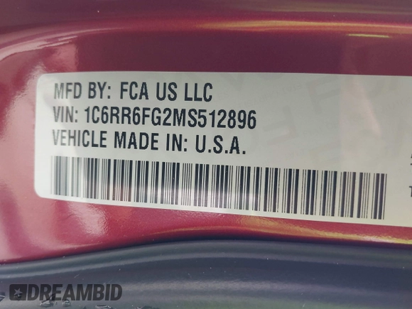 2021 Ram 1500 Tradesman with VIN 1C6RR6FG2MS512896, listed as a IAAI auction lot 40779033 with 62,030 mi miles and . Bid and sale history available at DreamBid. Image 9.