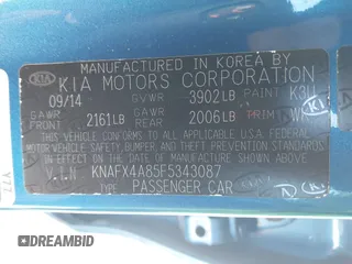 2015 Kia Forte EX with VIN KNAFX4A85F5343087, listed as a IAAI auction lot 41598103 with 68,842 mi miles. Bid and sale history available at carsss.com. Image 9.