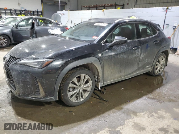2021 Lexus UX with VIN JTHR9JBH8M2040485, listed as a Copart auction lot 86691384 with 46,907 mi miles and Salvage Title. Bid and sale history available at carsss.com. Image 1.
