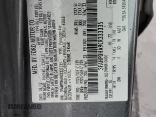 2012 Ford Fusion SE with VIN 3FAHP0HA9CR333335, listed as a Copart auction lot 52548315 with 0 mi miles and Salvage Title. Bid and sale history available at carsss.com. Image 13.