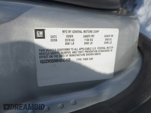 2006 Pontiac G6 GT with VIN 1G2ZH358864245408, listed as a IAAI auction lot 41609030 with 153,168 mi miles and . Bid and sale history available at DreamBid. Image 9.
