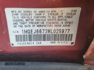 1998 Honda Civic LX with VIN 1HGEJ6673WL025977, listed as a Copart auction lot 71440864 with 157,780 mi miles and Salvage Title. Bid and sale history available at carsss.com. Image 15.