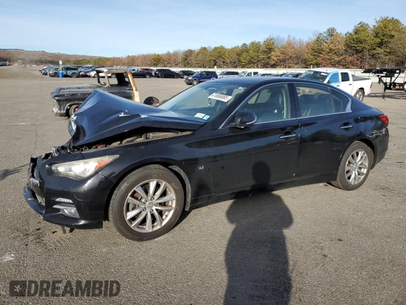 2014 Infiniti Q50 Premium with VIN JN1BV7ARXEM688219, listed as a Copart auction lot 41666885 with 143,813 mi miles and Salvage Title. Bid and sale history available at DreamBid. Image 1.