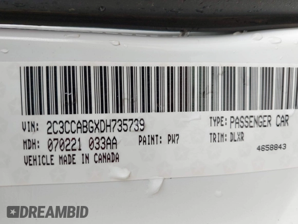 2013 Chrysler 300 with VIN 2C3CCABGXDH735739, listed as a IAAI auction lot 41282492 with 121,487 mi miles. Bid and sale history available at carsss.com. Image 9.