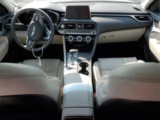 2021 Genesis G70 2.0T with VIN KMTG44LA7MU075423, listed as a Copart auction lot 65992484 with 33,467 mi miles and Salvage Title. Bid and sale history available at carsss.com. Image 8.