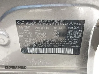 2017 Hyundai Santa Fe Ultimate z VIN 5NMZW4LA7HH047989, wystawiony jako IAAI lot #42051500 z przebiegiem 75 747 mil mil oraz . Historia ofert i sprzedaży dostępna na DreamBid. Obrazek 9.