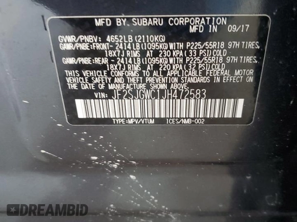2018 Subaru Forester Touring with VIN JF2SJGWC1JH472583, listed as a Copart auction lot 49993335 with 87,579 mi miles and Clean Title. Bid and sale history available at carsss.com. Image 12.