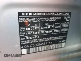 2005 Mercedes-Benz M 500 z VIN 4JGAB75E05A557161, wystawiony jako Copart lot #89368305 z przebiegiem 185 929 mil mil oraz Czysty tytuł • Clean title. Historia ofert i sprzedaży dostępna na DreamBid. Obrazek 13.