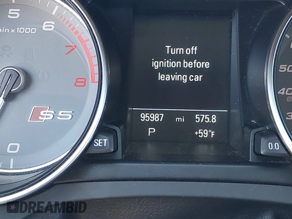 2015 Audi S5 Premium Plus with VIN WAUCGAFR0FA016333, listed as a IAAI auction lot 41791187 with 95,987 mi miles. Bid and sale history available at carsss.com. Image 16.