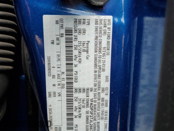 2018 Ford Focus SE z VIN 1FADP3F27JL266774, wystawiony jako Copart lot #56672825 z przebiegiem 51 980 mil mil oraz Szkoda całkowita • Salvage title. Historia ofert i sprzedaży dostępna na DreamBid. Obrazek 12.