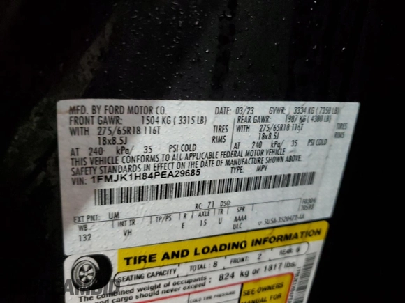 2023 Ford Expedition Max XLT z VIN 1FMJK1H84PEA29685, wystawiony jako Copart lot #45220135 z przebiegiem 44 242 mil mil oraz Szkoda całkowita • Salvage title. Historia ofert i sprzedaży dostępna na DreamBid. Obrazek 14.