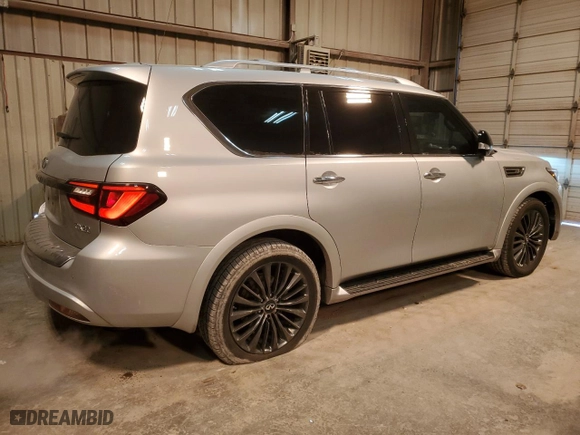 2021 Infiniti QX80 PREMIUM SELECT with VIN JN8AZ2AFXM9720484, listed as a Copart auction lot 45651455 with 64,276 mi miles and Salvage Title. Bid and sale history available at carsss.com. Image 3.
