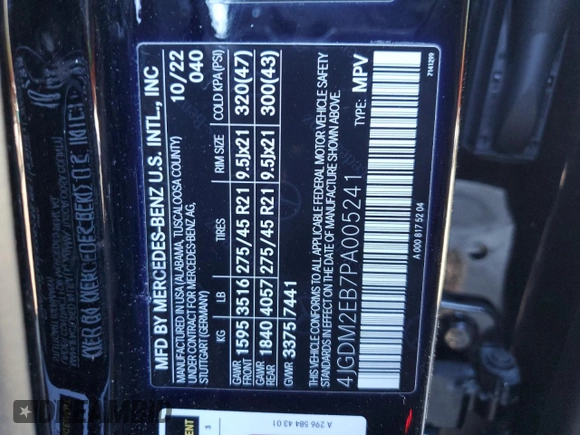 2023 Mercedes-Benz EQS 450 z VIN 4JGDM2EB7PA005241, wystawiony jako Copart lot #42552285 z przebiegiem 17 945 mil mil oraz Szkoda całkowita • Salvage title. Historia ofert i sprzedaży dostępna na DreamBid. Obrazek 15.