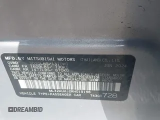 2024 Mitsubishi Mirage ES z VIN ML32AUHJ2RH019158, wystawiony jako IAAI lot #42496751 z przebiegiem 9 663 mil mil oraz . Historia ofert i sprzedaży dostępna na DreamBid. Obrazek 9.