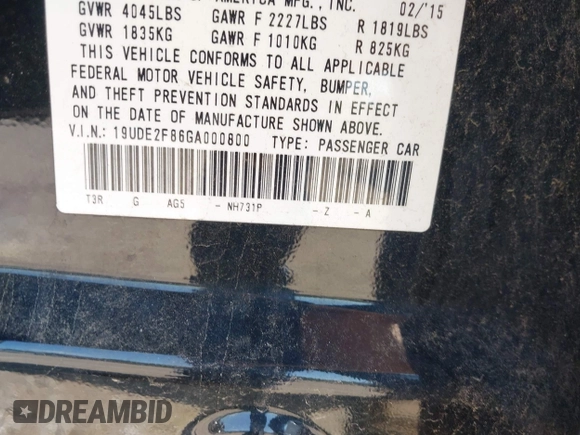 2016 Acura ILX Premium with VIN 19UDE2F86GA000800, listed as a IAAI auction lot 42380982 with 112,209 mi miles and . Bid and sale history available at DreamBid. Image 9.