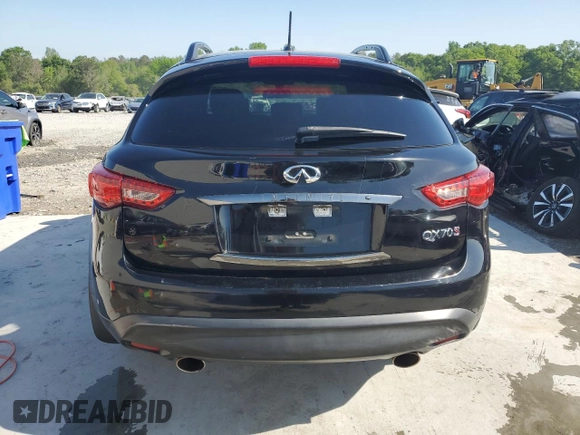 2016 Infiniti QX70 with VIN JN8CS1MU5GM671150, listed as a Copart auction lot 52482345 with 138,204 mi miles and Salvage title. Bid and sale history available at DreamBid. Image 6.