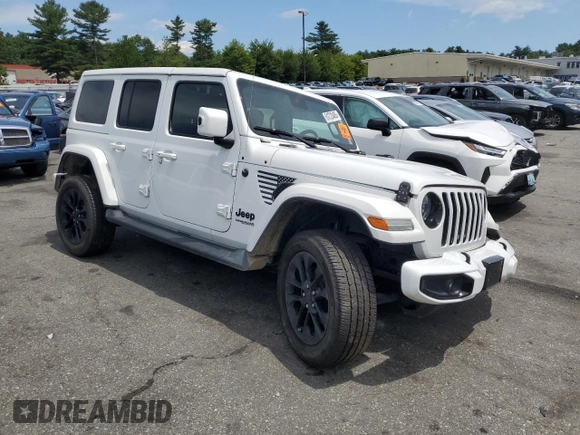 2021 Jeep Wrangler Unlimited Sahara Altitude with VIN 1C4HJXEG1MW586273, listed as a Copart auction lot 61723485 with 76,236 mi miles and Salvage title. Bid and sale history available at DreamBid. Image 4.