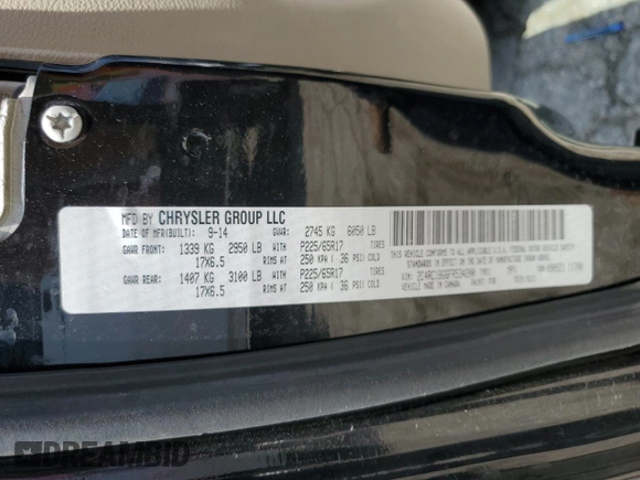 2015 Chrysler Town & Country Touring with VIN 2C4RC1BG6FR534200, listed as a Copart auction lot 55086895 with 206,483 mi miles and Salvage Title. Bid and sale history available at DreamBid. Image 14.