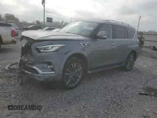 2018 Infiniti QX80 with VIN JN8AZ2NE0J9192824, listed as a Copart auction lot 43952445 with 122,085 mi miles and Salvage title. Bid and sale history available at DreamBid. Image 1.