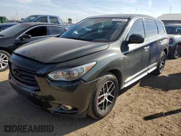 2013 Infiniti JX35 with VIN 5N1AL0MN1DC311938, listed as a Copart auction lot 70656364 with 131,258 mi miles and Salvage Title. Bid and sale history available at carsss.com. Image 1.