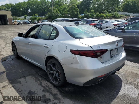 2019 Alfa Romeo Giulia Ti Sport with VIN ZARFANBN9K7608273, listed as a Copart auction lot 55487973 with 0 mi miles. Bid and sale history available at carsss.com. Image 2.