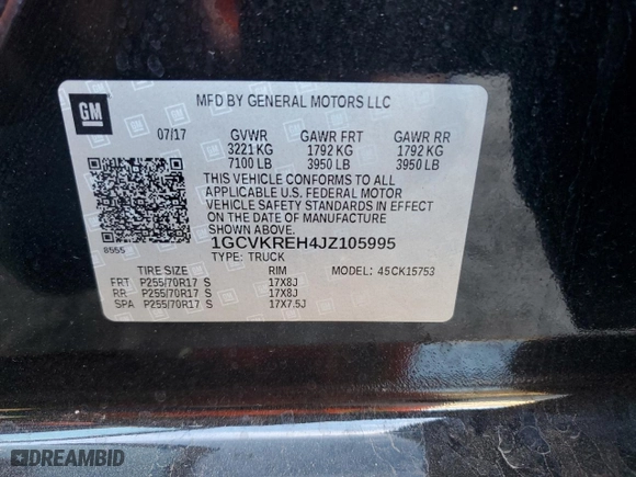 2018 Chevrolet Silverado 1500 LT with VIN 1GCVKREH4JZ105995, listed as a Copart auction lot 42918465 with 60,833 mi miles and Salvage Title. Bid and sale history available at carsss.com. Image 12.