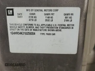 2001 Buick LeSabre Limited with VIN 1G4HR54K21U259354, listed as a Copart auction lot 53136655 with Not provided miles and Salvage title. Bid and sale history available at DreamBid. Image 14.